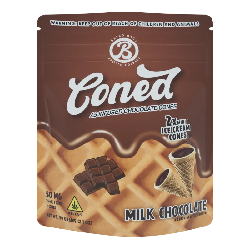 Baked Bags 50MG CONED Milk Chocolate cones in two-count bag