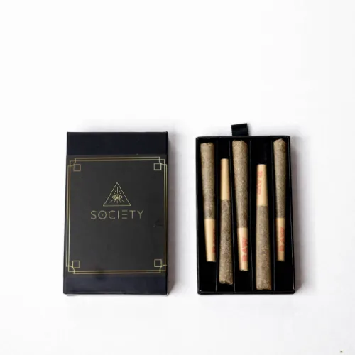 Society's Plant CBD Pre Rolls Cones, five Bubba Kush hemp flower joints in pack