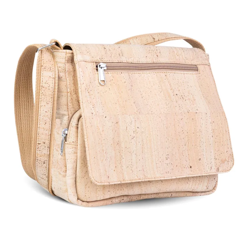 Corkadia Cork Crossbody Bag Vegan Messenger Bag BAGP-347 with flap-over closure and organized interior compartments