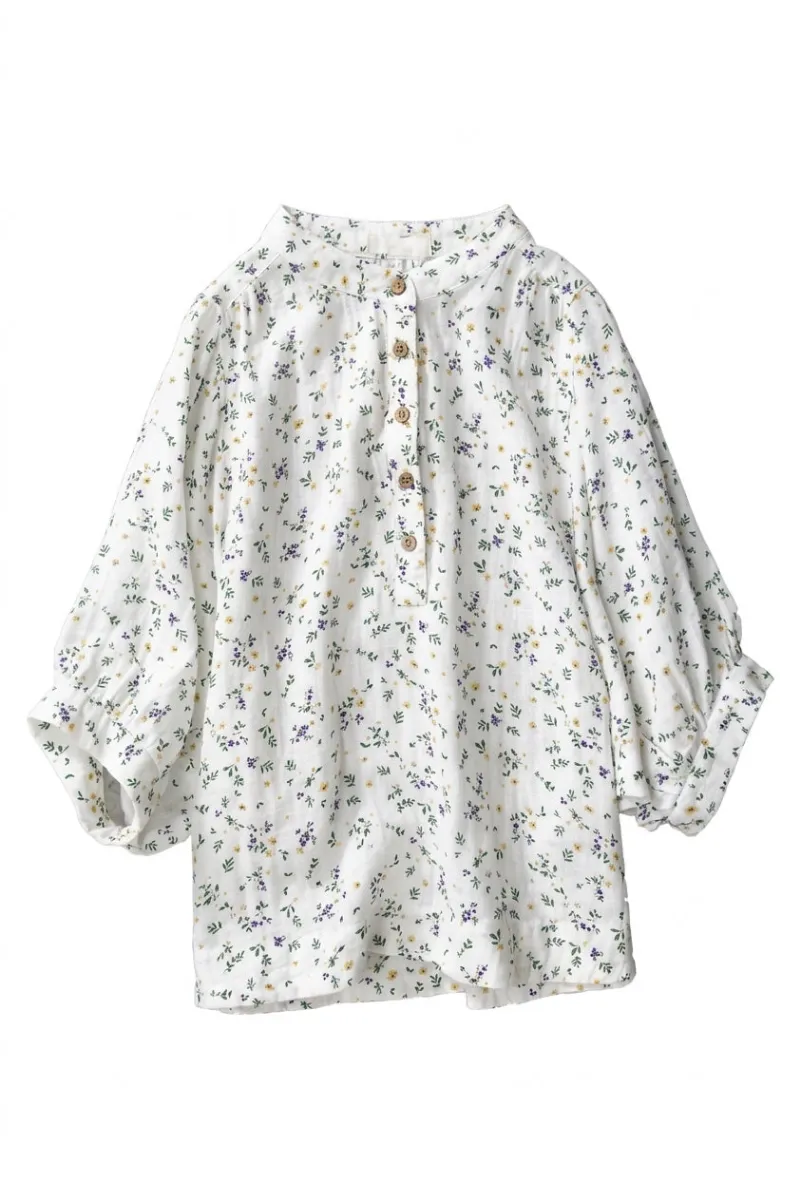Cottagecore Clothes Cottagecore Ditsy Floral Shirt with all-over violet and yellow floral print