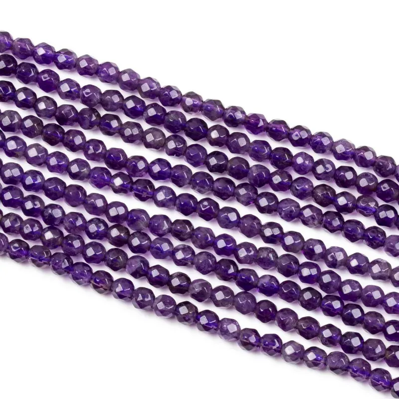 Cherry Tree Beads Amethyst 4mm Faceted Round Beads 16 inch strand of purple gemstones