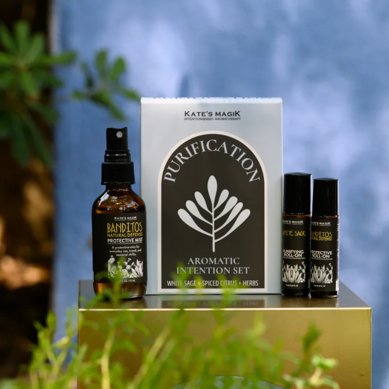 Kates Magik Purification Protection Boundaries Aromatic Intention Set with mist and roll-on oils