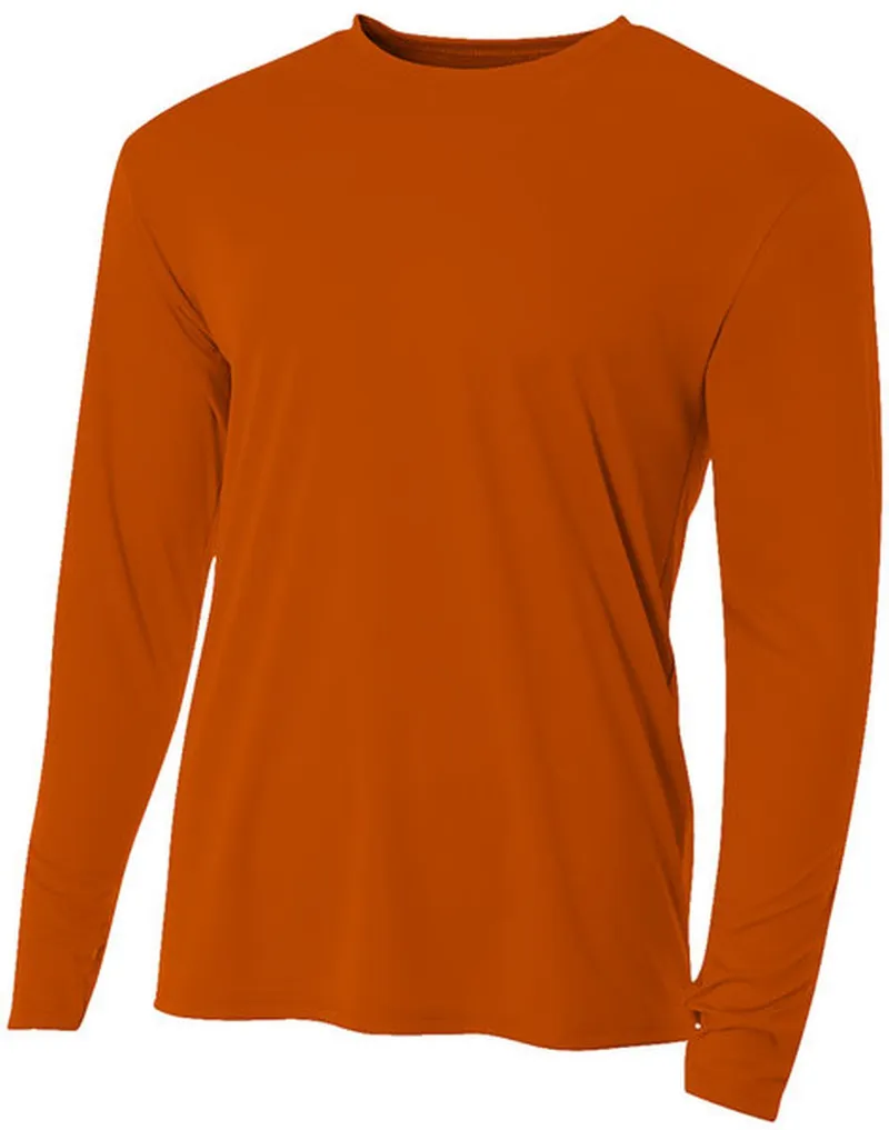 Do It Tennis A4 Men's Performance Long Sleeve Crew in Burnt Orange tennis shirt