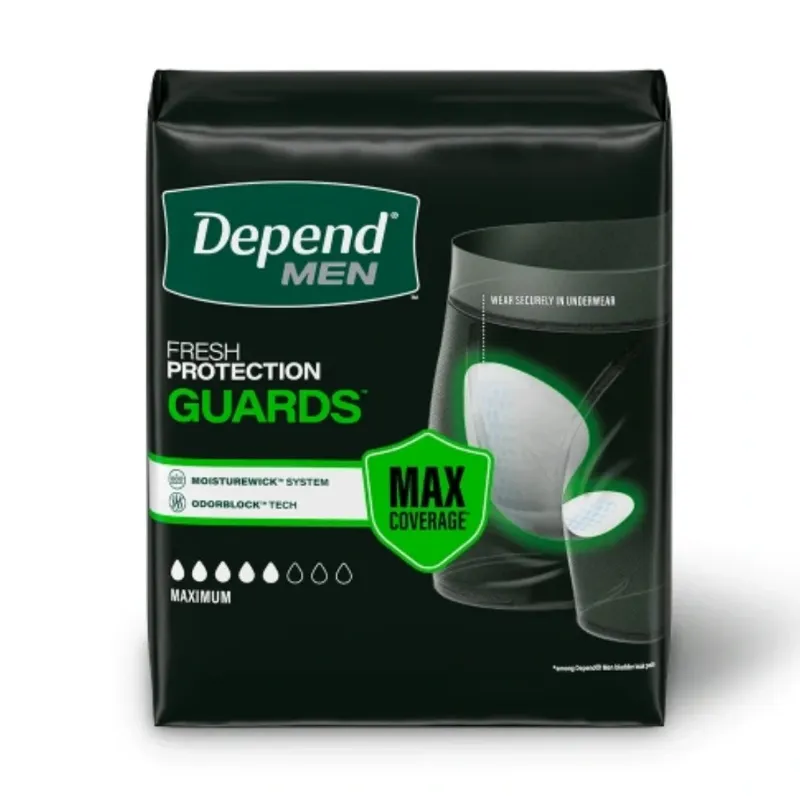 ActivKare Depend Fresh Protection Guards for Men, incontinence guards packaging shown