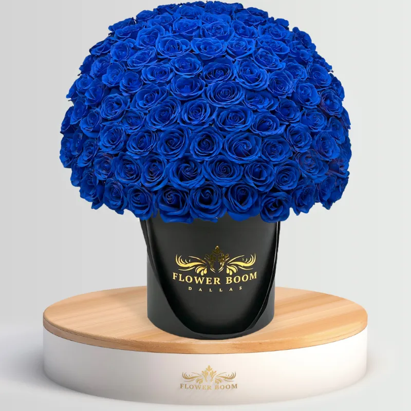 Flower Boom Dallas Blue Rose Bouquet with royal blue signature roses
