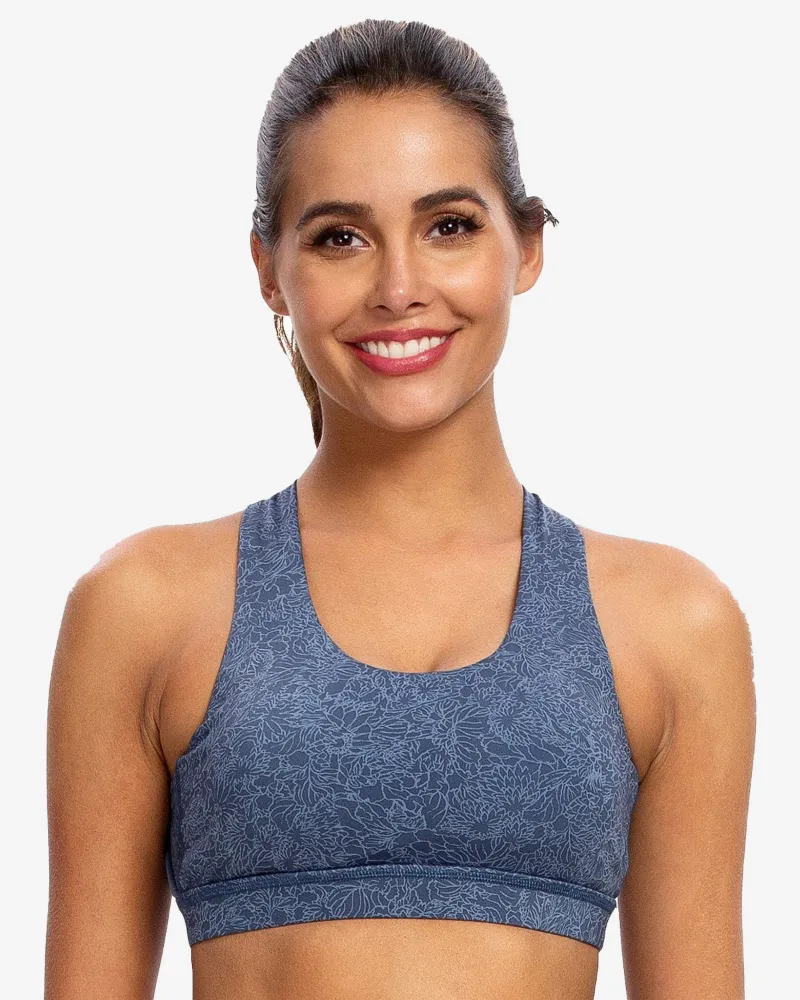 QUEENIEKE Medium Support Cross Strappy Sport Bra 6017 showing ribbed back detail and coverage