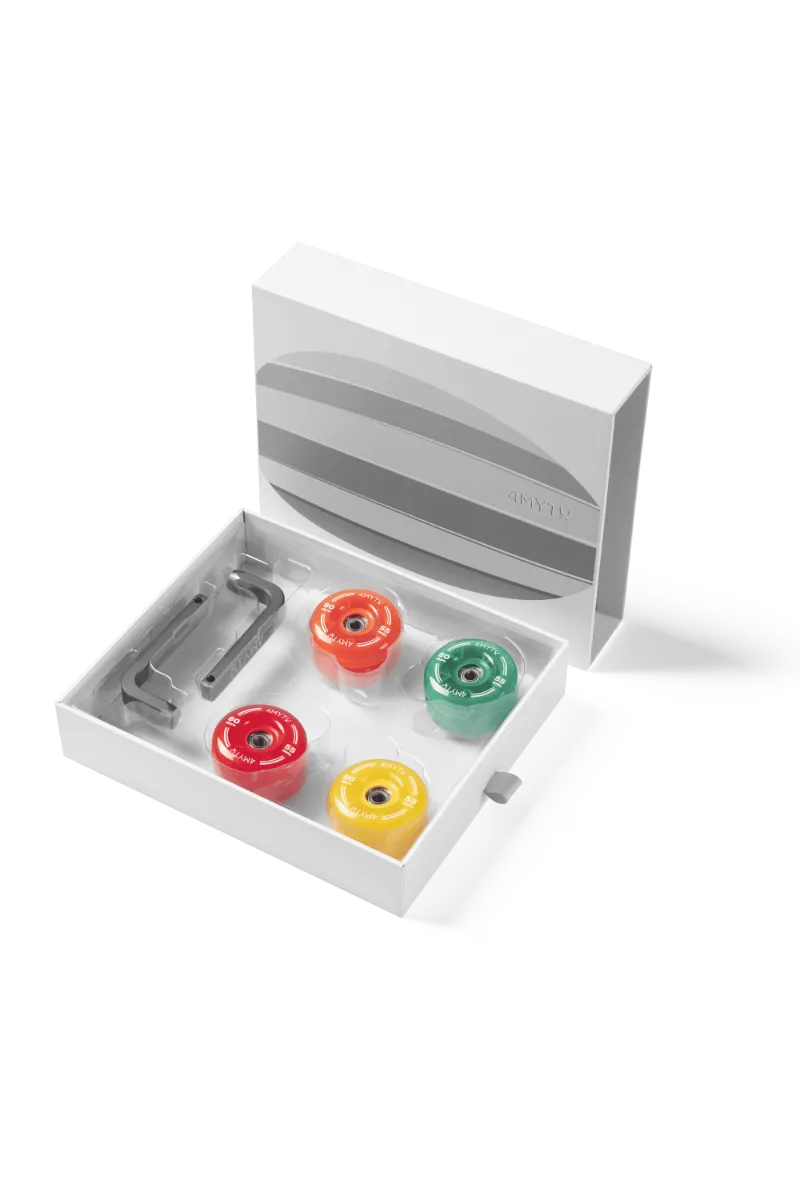 4MYTU Palette Wheels in MultiMix showing wear-resistant PU material and dual bearings
