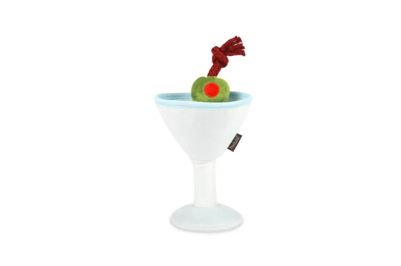 Found My Animal Barktender Pawtini plush martini dog toy with olive garnish