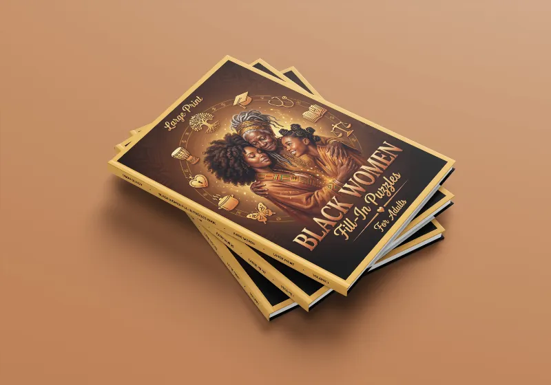Imani Oliver Black Women Fill-In Puzzles book cover with large print puzzle pages