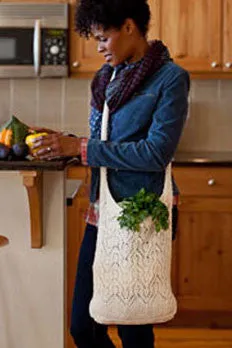 Kristen TenDyke Chevron Market Bag showing dense lace pattern and handle construction