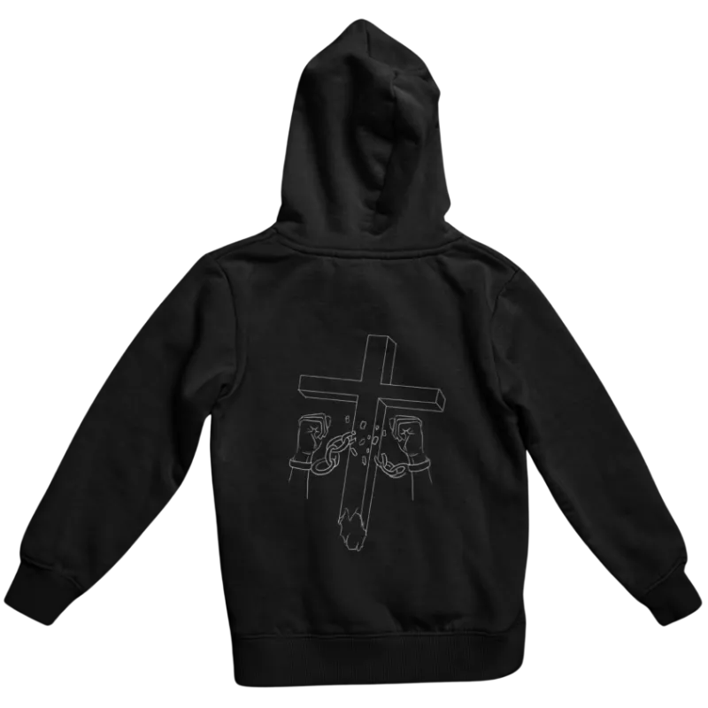 We The Believers Chain Breaker Hoodie showing a relaxed fit hoodie with dropped shoulders and drawstring hood