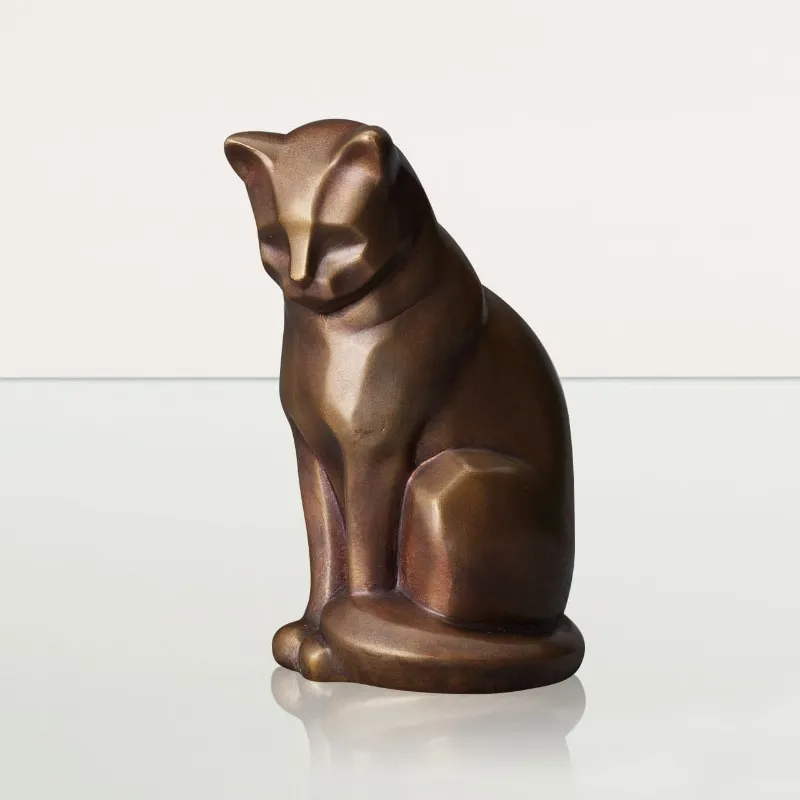 Pulvis Art Urns Cast Bronze Cat Urn Neko in premium quality bronze with elegant cat sculpture