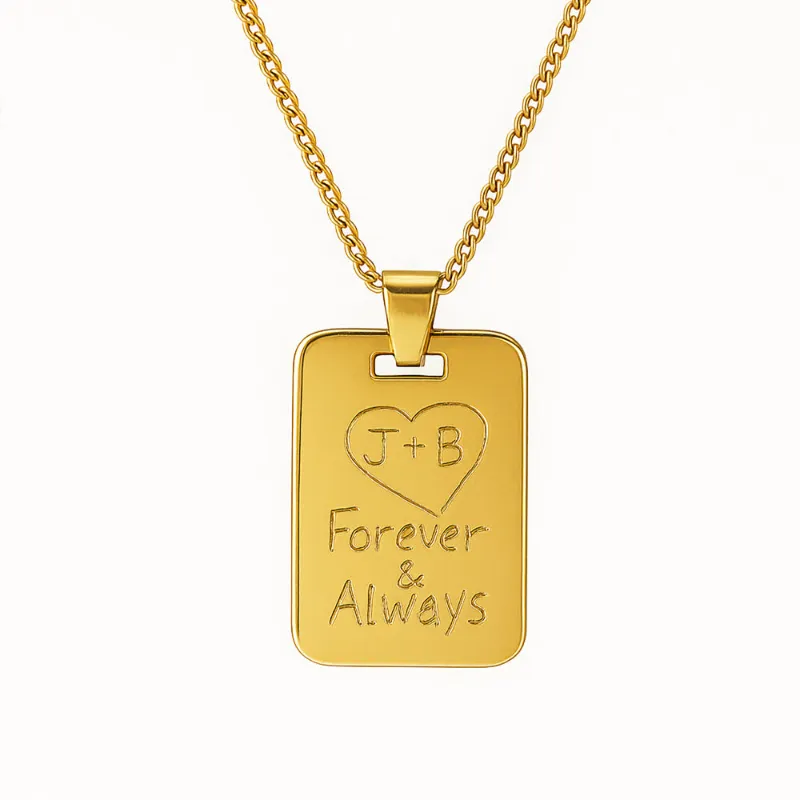 FabuLove Custom Handwriting Pendant Necklace with personalized engraving on metal pendant