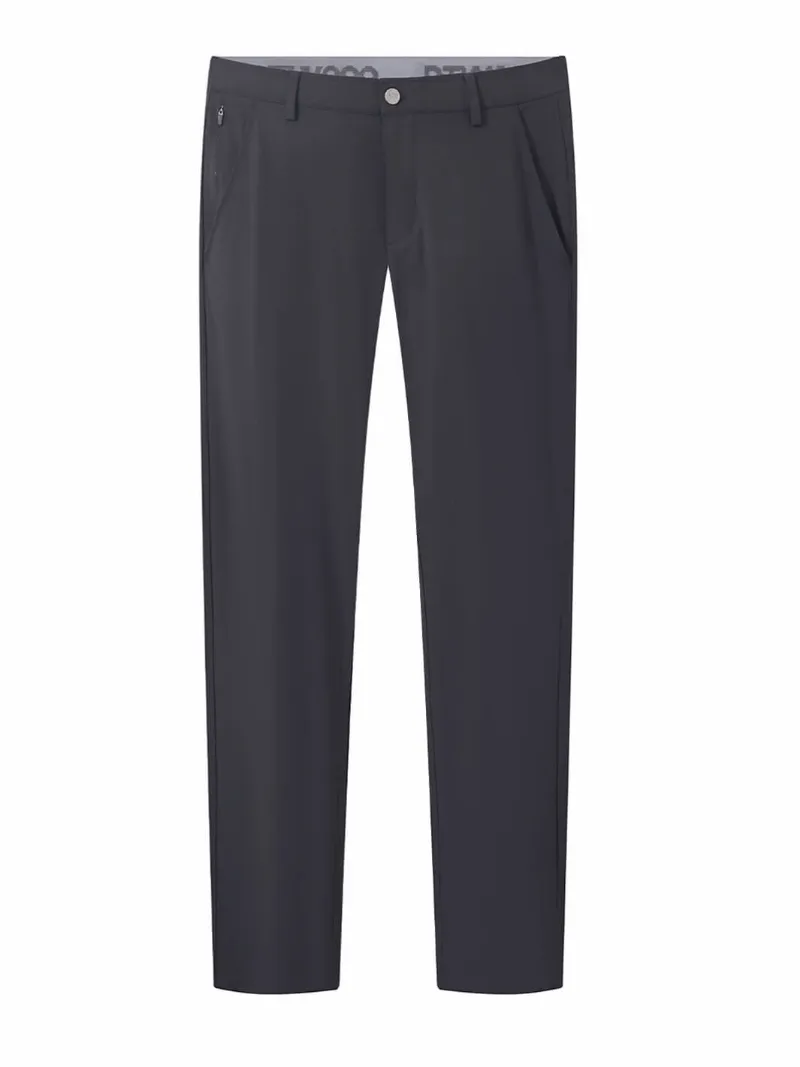 DTWOOO Water Resistant Pants in black, front view showing stretch polyester golf pants with pockets