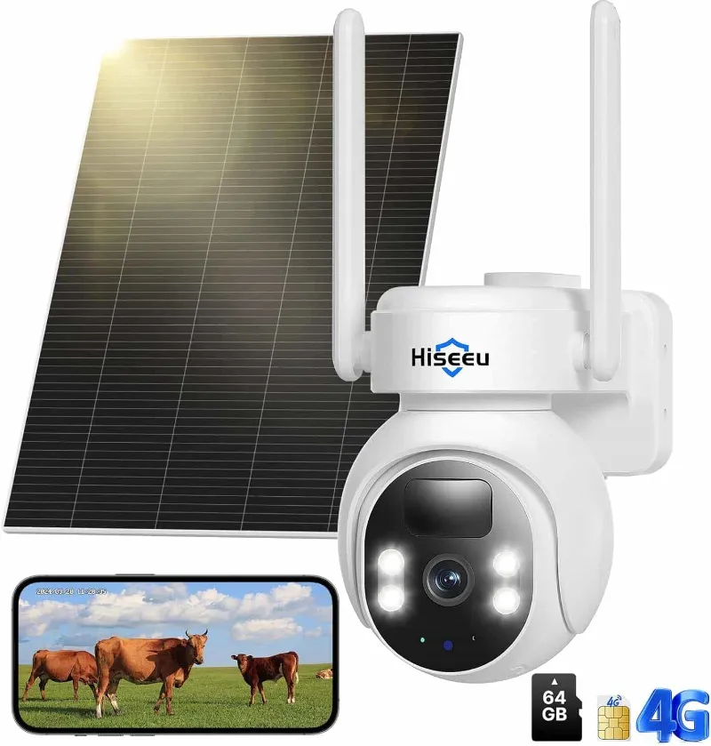 Hiseeu 4G no-WiFi PTZ security camera with solar charging