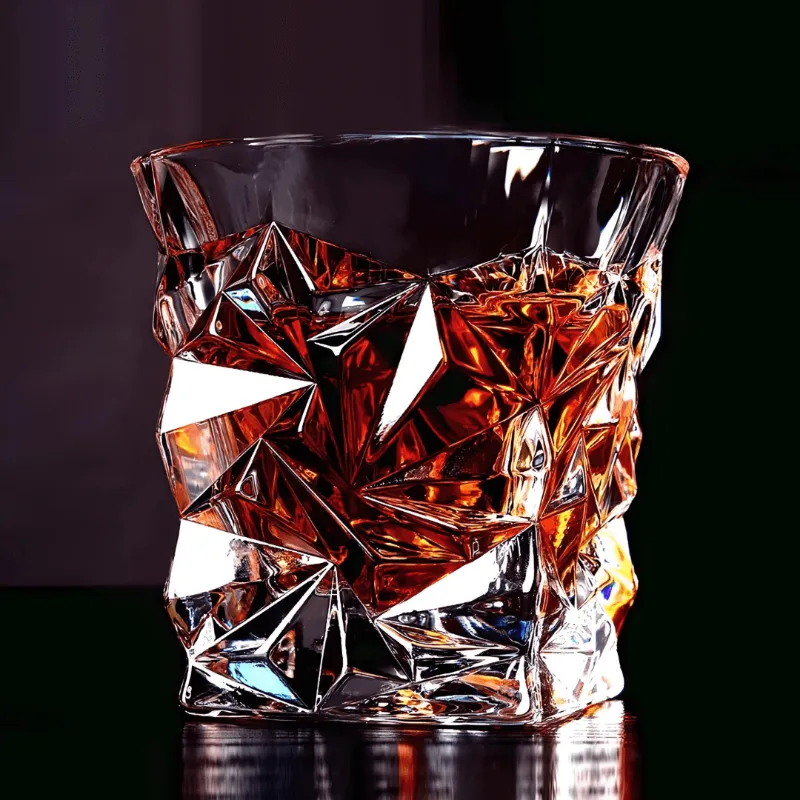TsukiGlass Vayu Japanese Crystal Whisky Glass with textured exterior design