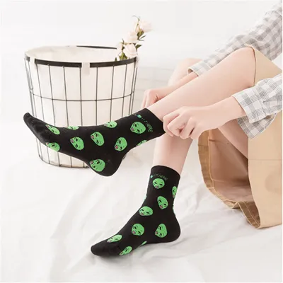 Spirit Nest Aliens & Cats Socks featuring alien and cat pattern print
