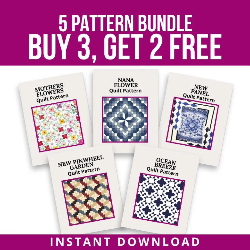 Boho Blanket For the Women Who Loved Us pattern bundle, five floral quilt patterns in one set