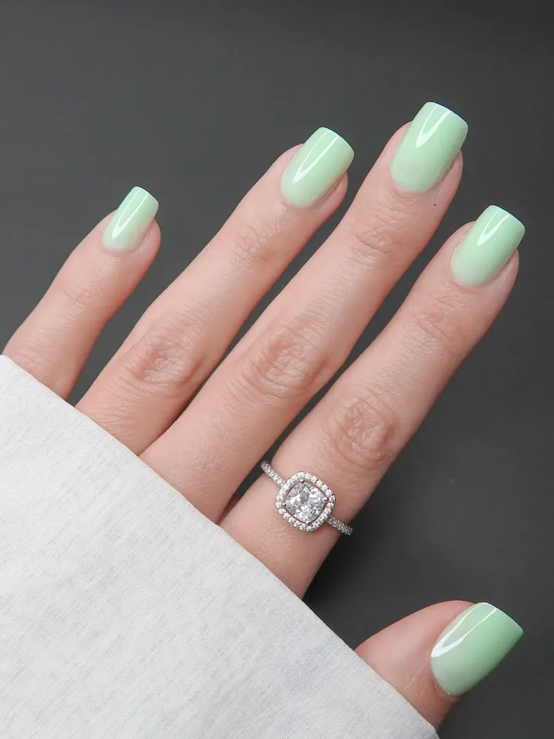 Roxy Nails Paris Muted mint press-on nails in soft menthol green with glossy finish