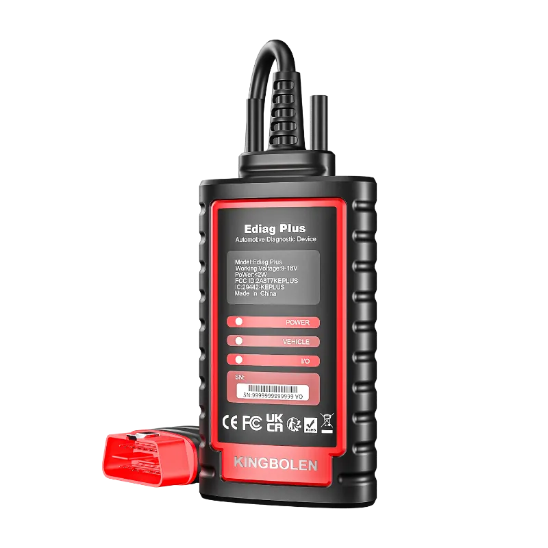Kingbolen Ediag Plus Bluetooth CANFD scanner with soft rubber sleeve and indicator lights