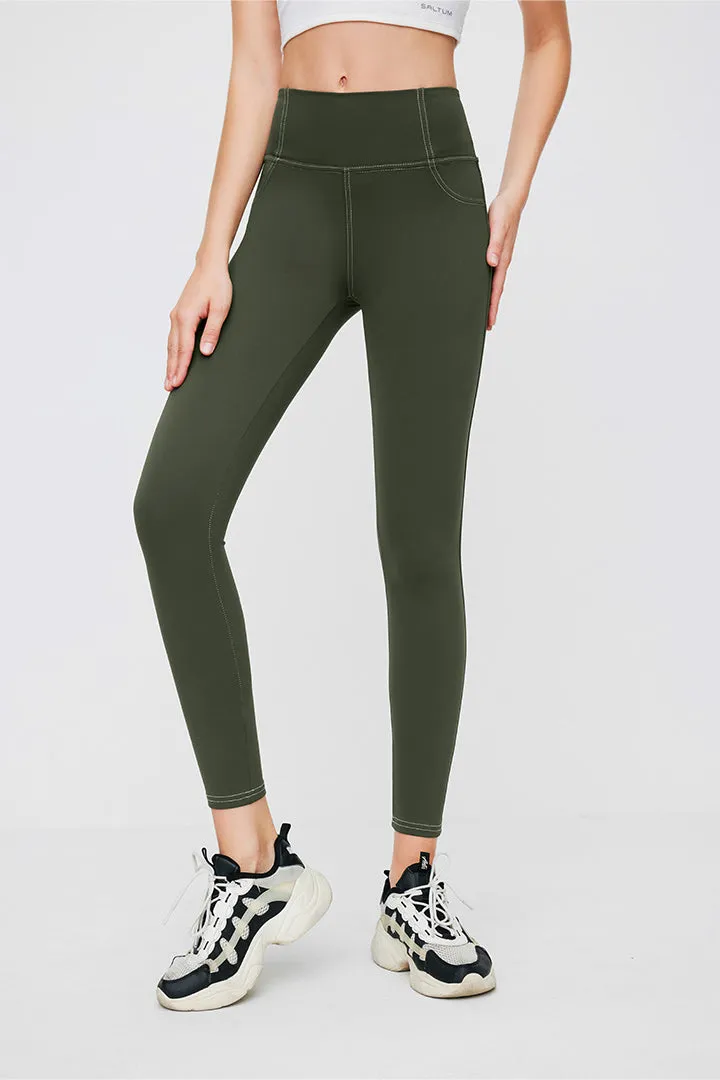 SALTUM 7/8 High Waist Legging/Jegging with Reflective Piping, athletic leggings with reflective side stripes