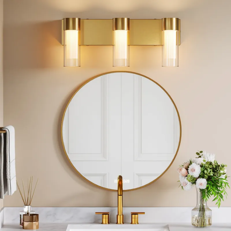 Tribesigns 3-Light Light Fixtures with clear glass shades and modern metal design
