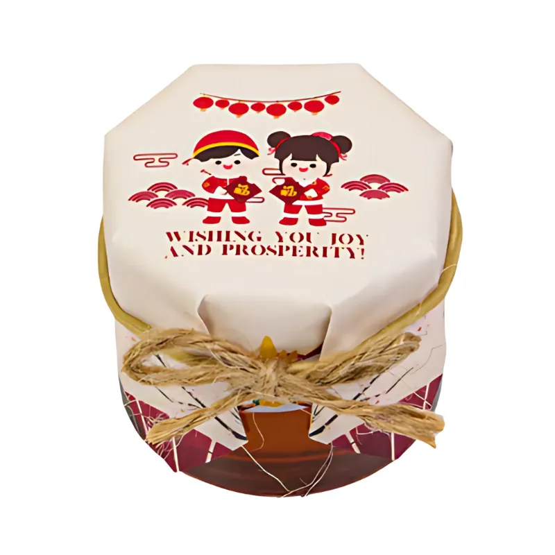 HoneySpree Golden Prosperity and Joy mini honey jar with festive label