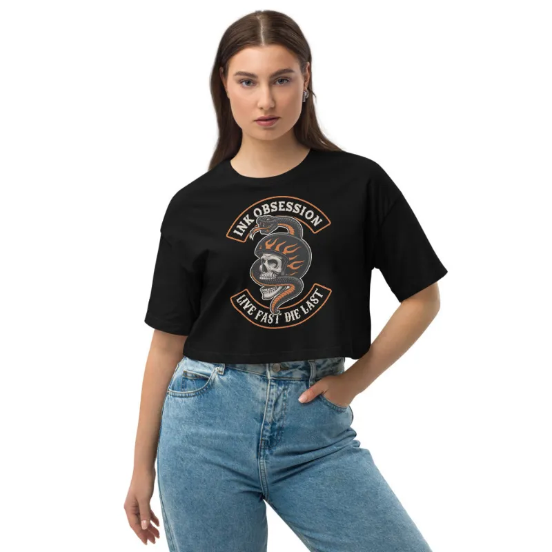 Painless Tattoo Ink Obsession Crop Top loose fit drop shoulder cotton top
