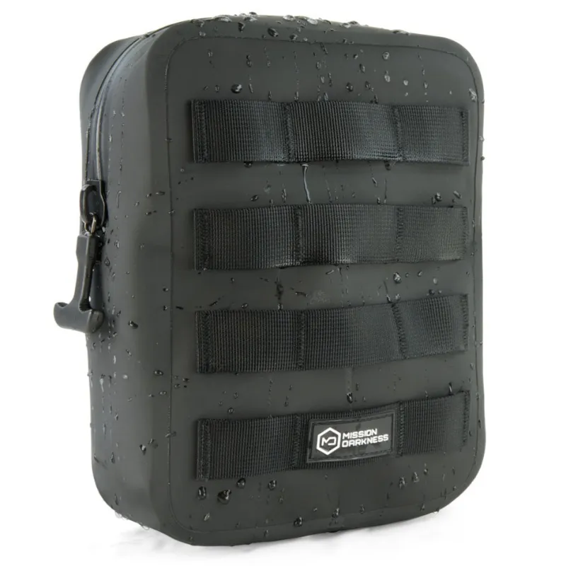 MOS Equipment Mission Darkness Dry Shield MOLLE Faraday Pouch, black with webbing and snap straps