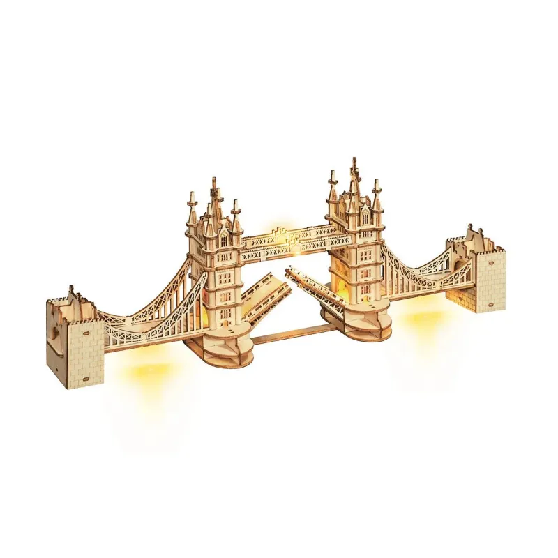 Varvikas 3D Wooden Puzzle Kit, Tower Bridge (RA003e) illuminated London landmark model