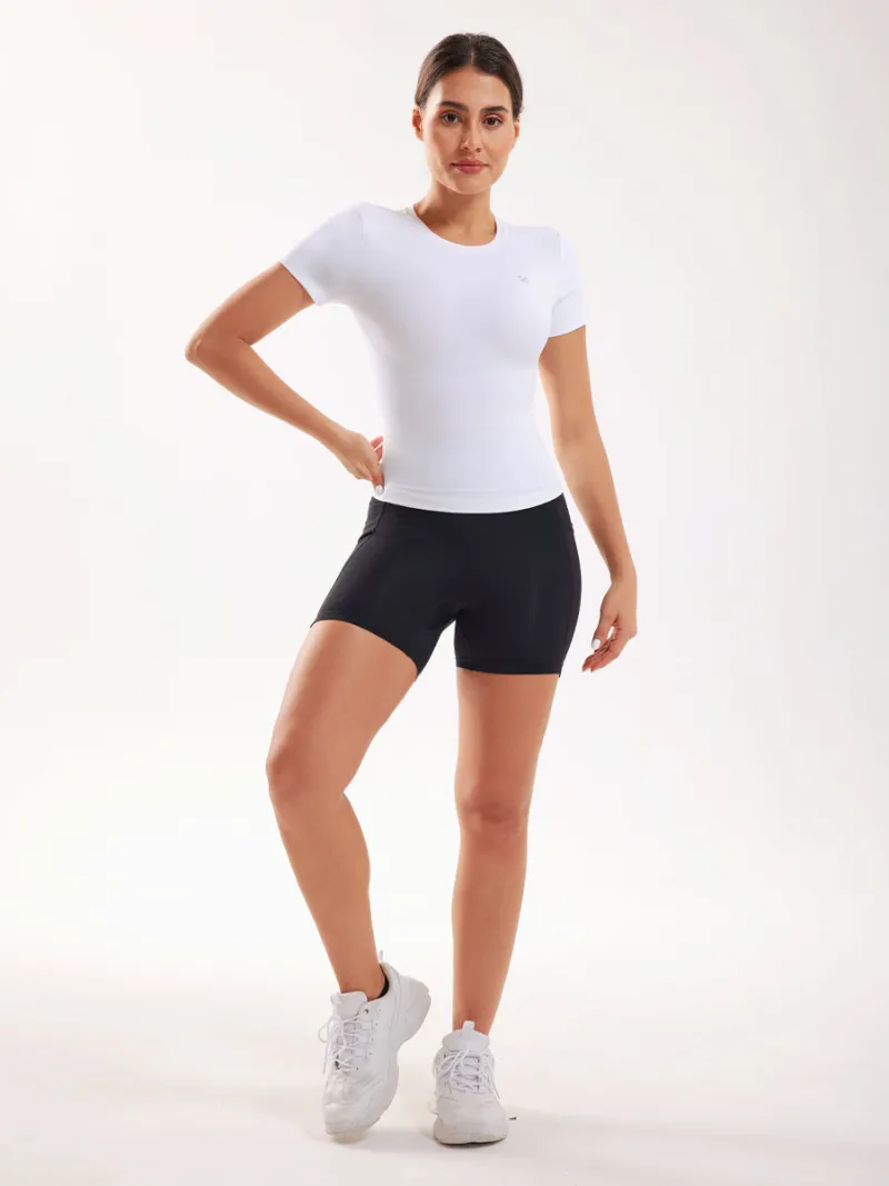 Zuluzenith Yoga Workout Ensemble Crop Top and Pants Set, short-sleeve crop top with slim shorts