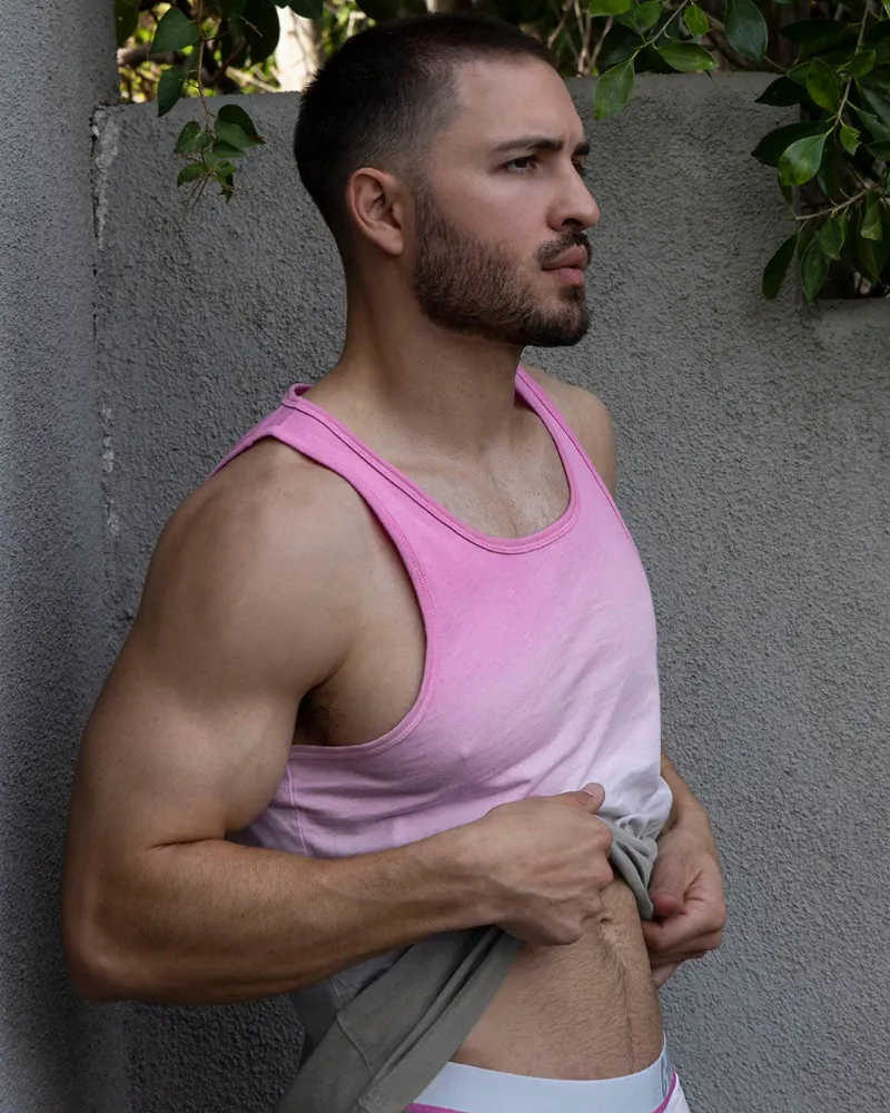 C-IN2 Dip Dye Relaxed Tank Peony Pink, two-tone gradient tank front view