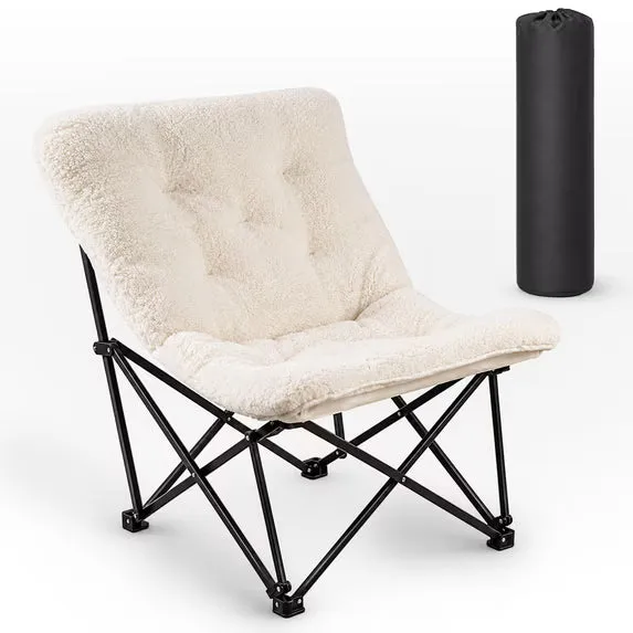 SunnyFeel Outdoor Sunnyfeel Folding Butterfly Chair, Sherpa Lounge Chair with Storage Pocket