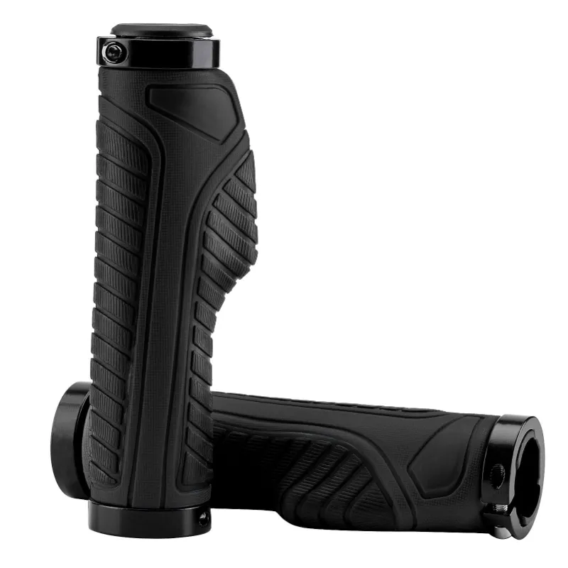 RockBros US Bike Handle Grips with Double Lock-On Clamps and aluminum ends for MTB & BMX