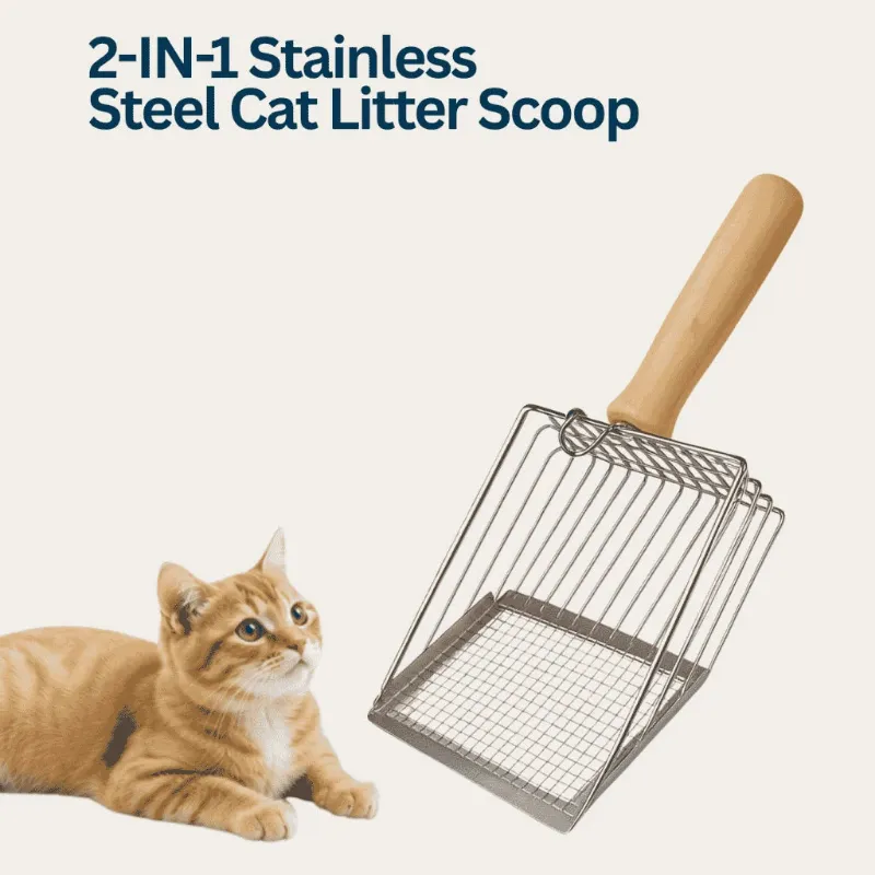 4FurBaby 2-in-1 Metal Cat Litter Scoop with solid and slotted scooping areas