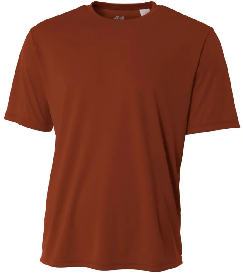 Do It Tennis A4 Men's Performance Crew Shirt (Burnt Orange) - burnt orange athletic crew shirt
