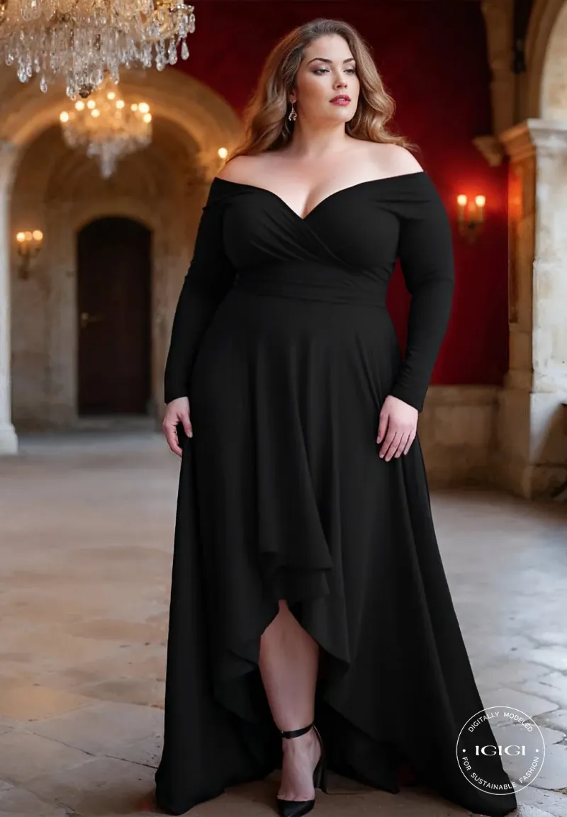 IGIGI Josephine Plus Size Gown In Black - plus size black evening gown