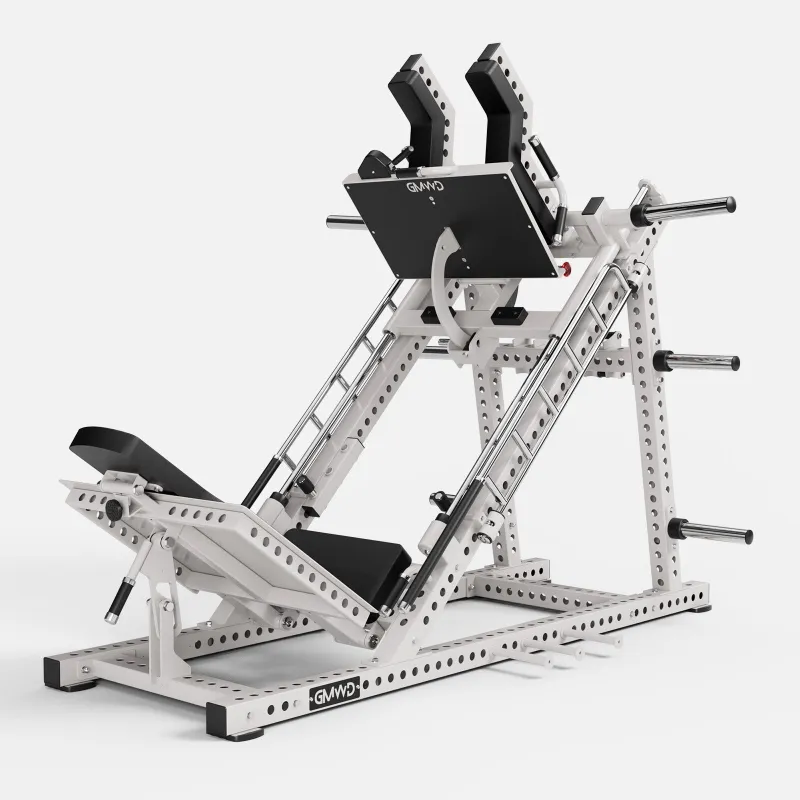 GMWD Fitness Ascent DD12 Leg Press and Hack Squat Machine with weight plate storage