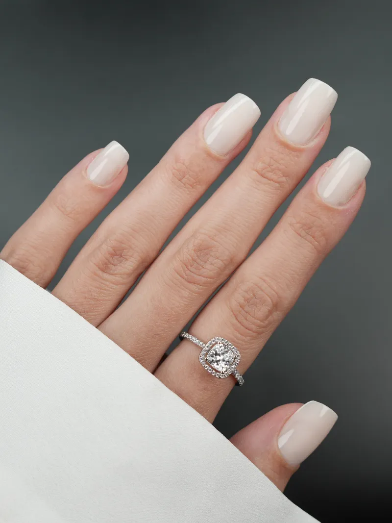 Roxy Nails Paris Elegance press on nails in light cream nude square rounded shape