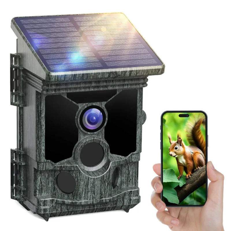 Voopeak TC08 solar powered 4K trail camera on tree mount