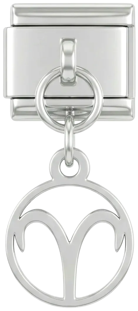 Charms Official Aries Sign, on Silver zodiac charm with ram symbol in silver finish