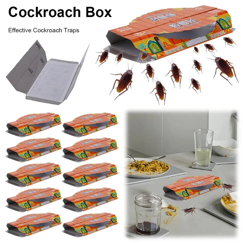 Kicklo 10 Pack Roach Baited Glue Traps foldable sticky trap boxes