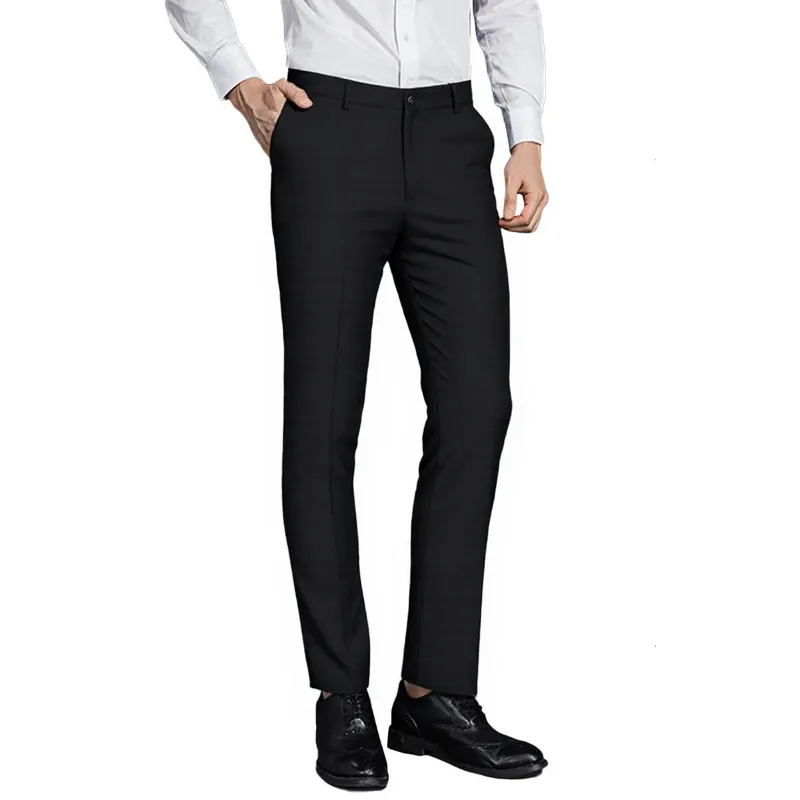 Cloudstyle classic slim fit stretch flat front slacks dress pants black