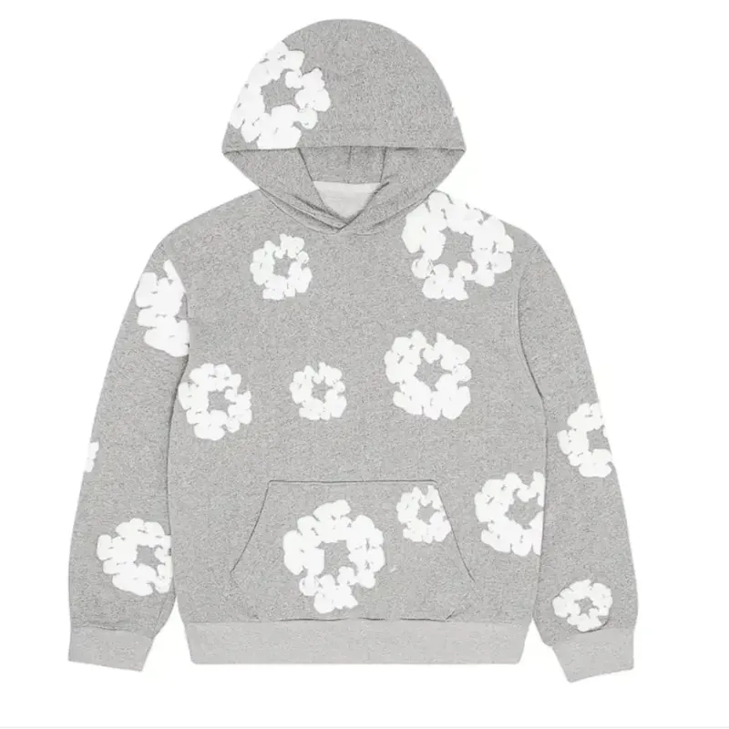 AfewVibe Denim Tears The Cotton Wreath Sweatshirt Grey, grey crewneck with white wreath graphics