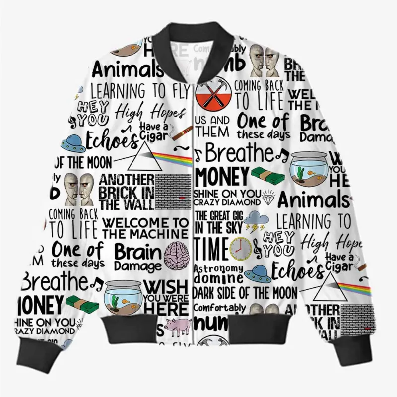 The Banyan Tee US AOP Bomber Jacket - Dark Side Doodle, all-over printed design on soft fleece bomber.