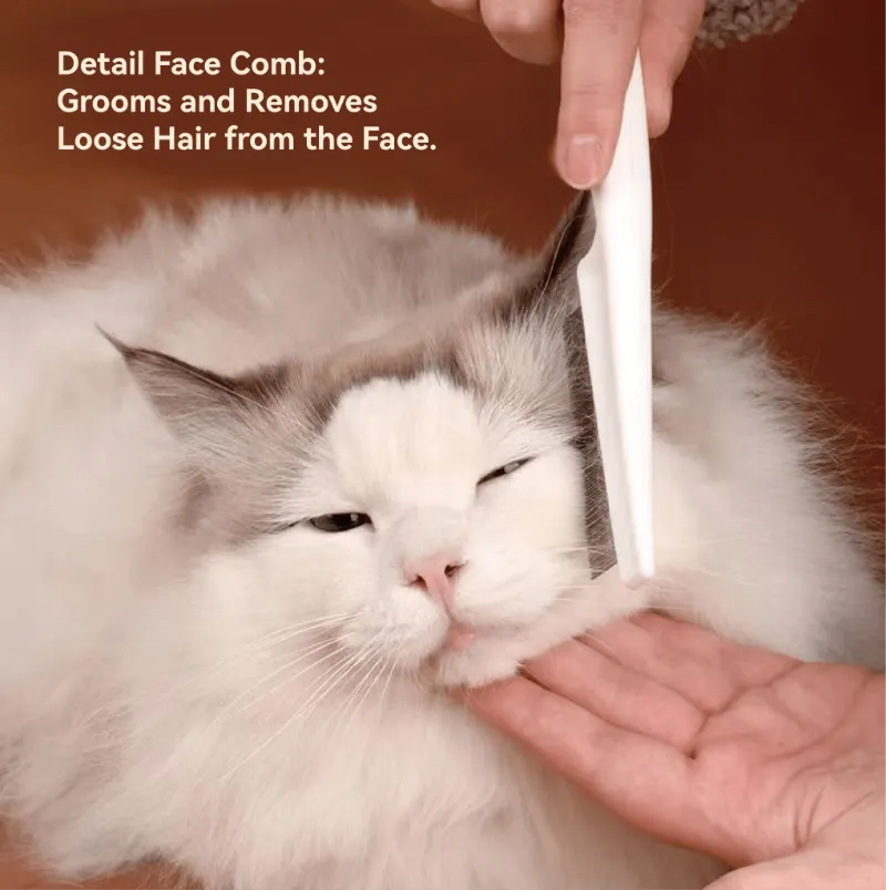 4FurBaby Fine-Tooth Pet Flea Comb with Stainless Steel Teeth for Cats & Dogs shown against a plain background