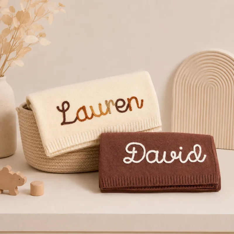 MamaRaya Personalized Baby Name Blanket in soft breathable fabric with custom name