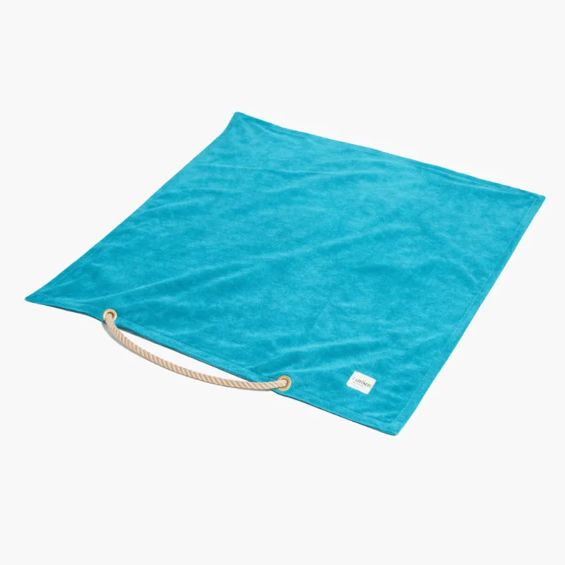 Found My Animal Aqua Washable Velvet Dog Bed Cover with brass details and rope