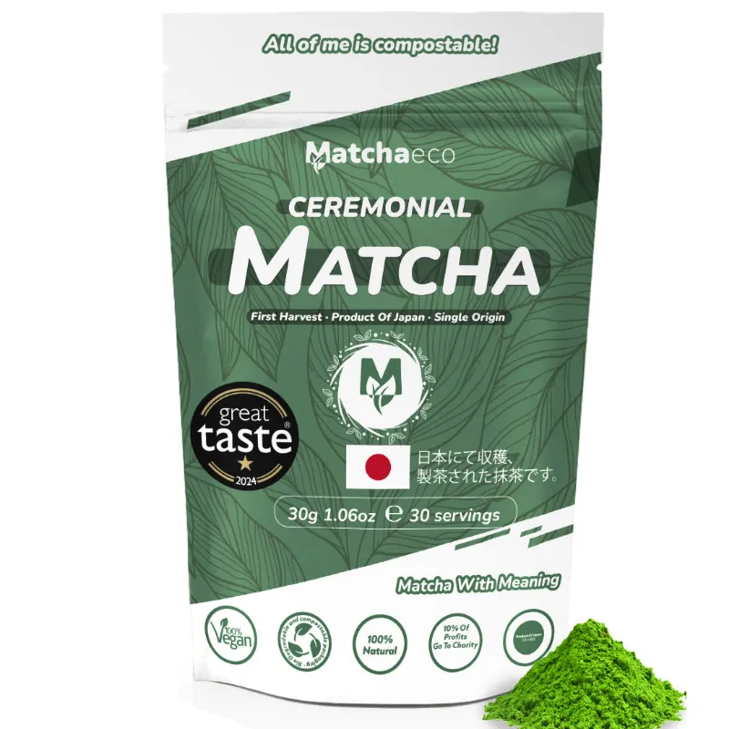 Matchaeco Ceremonial Grade Matcha 30g compostable pouch of Japanese matcha powder