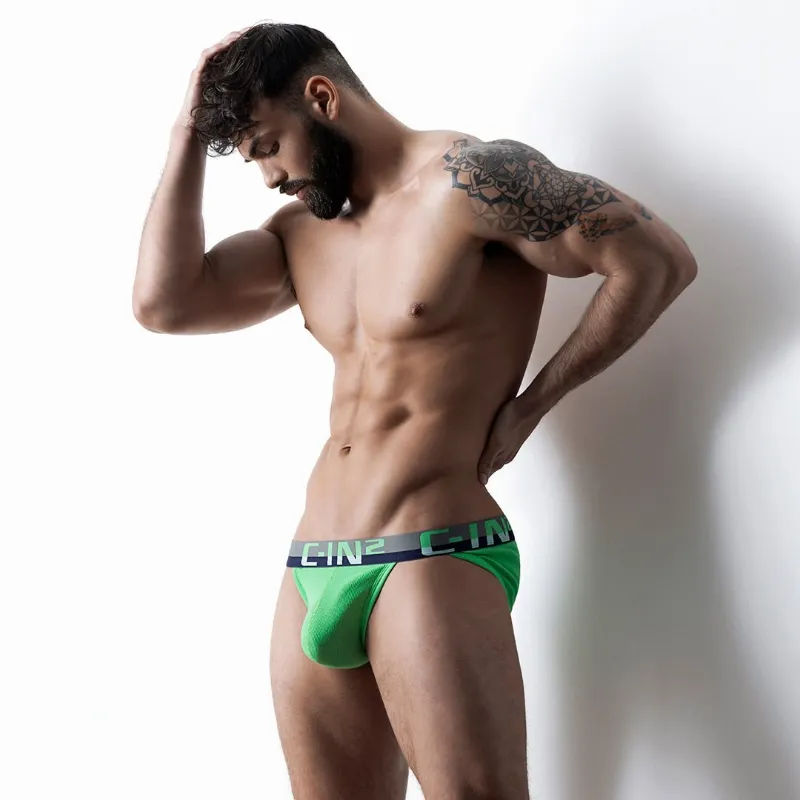 C-IN2 C-Theory Dash Brief Godfry Green, green cotton brief flat lay